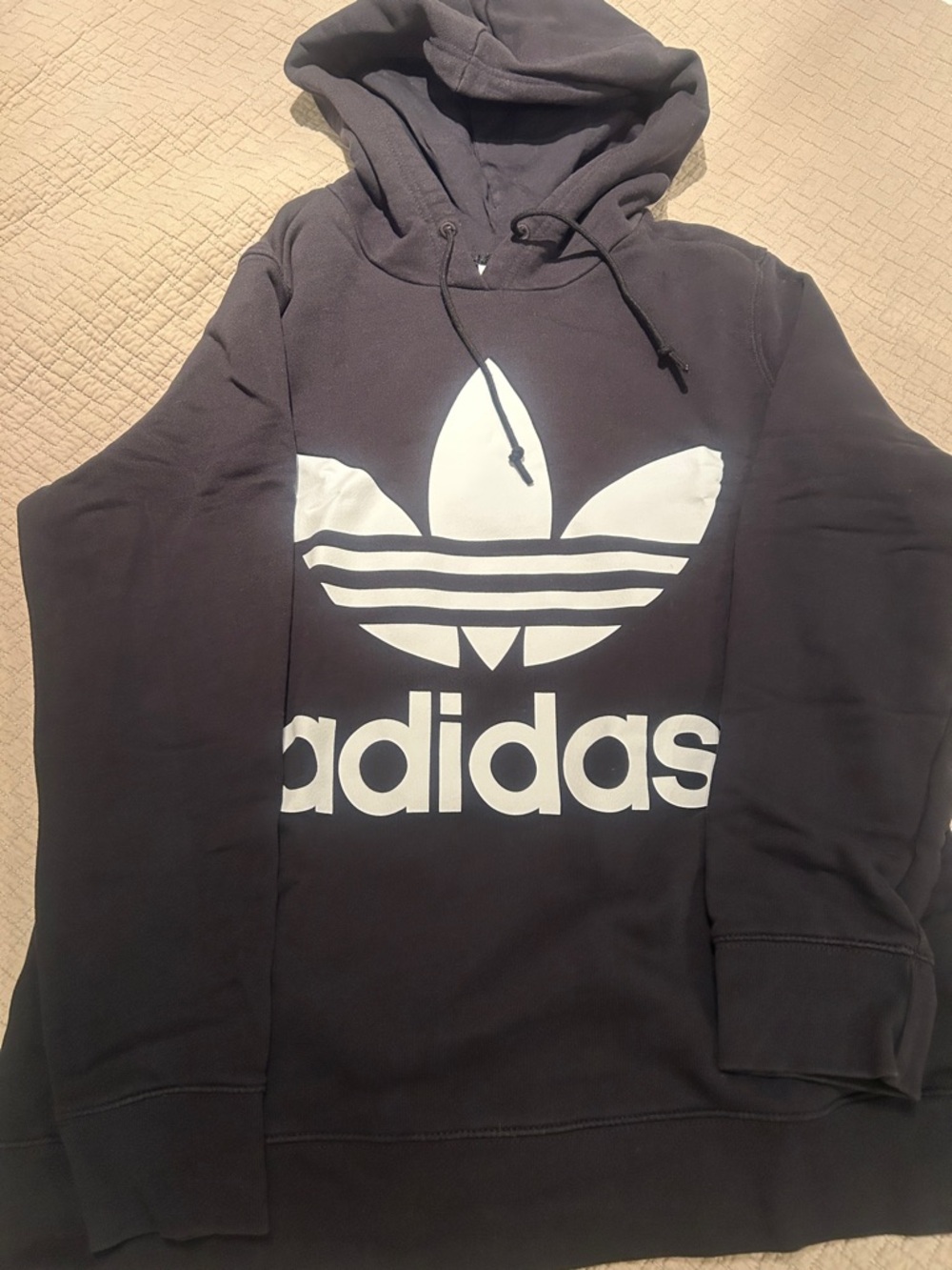 adidas Black Hoodie with White Trefoil Logo